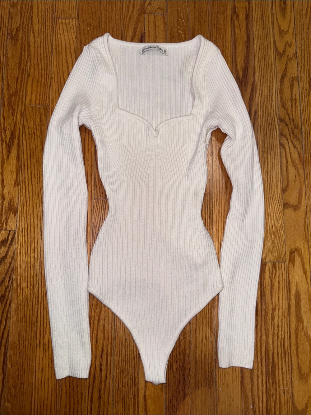 Abercrombie Sweetheart Neck Ribbed Sweater Bodysuit XS Soft Stretch - Picture 3 of 7